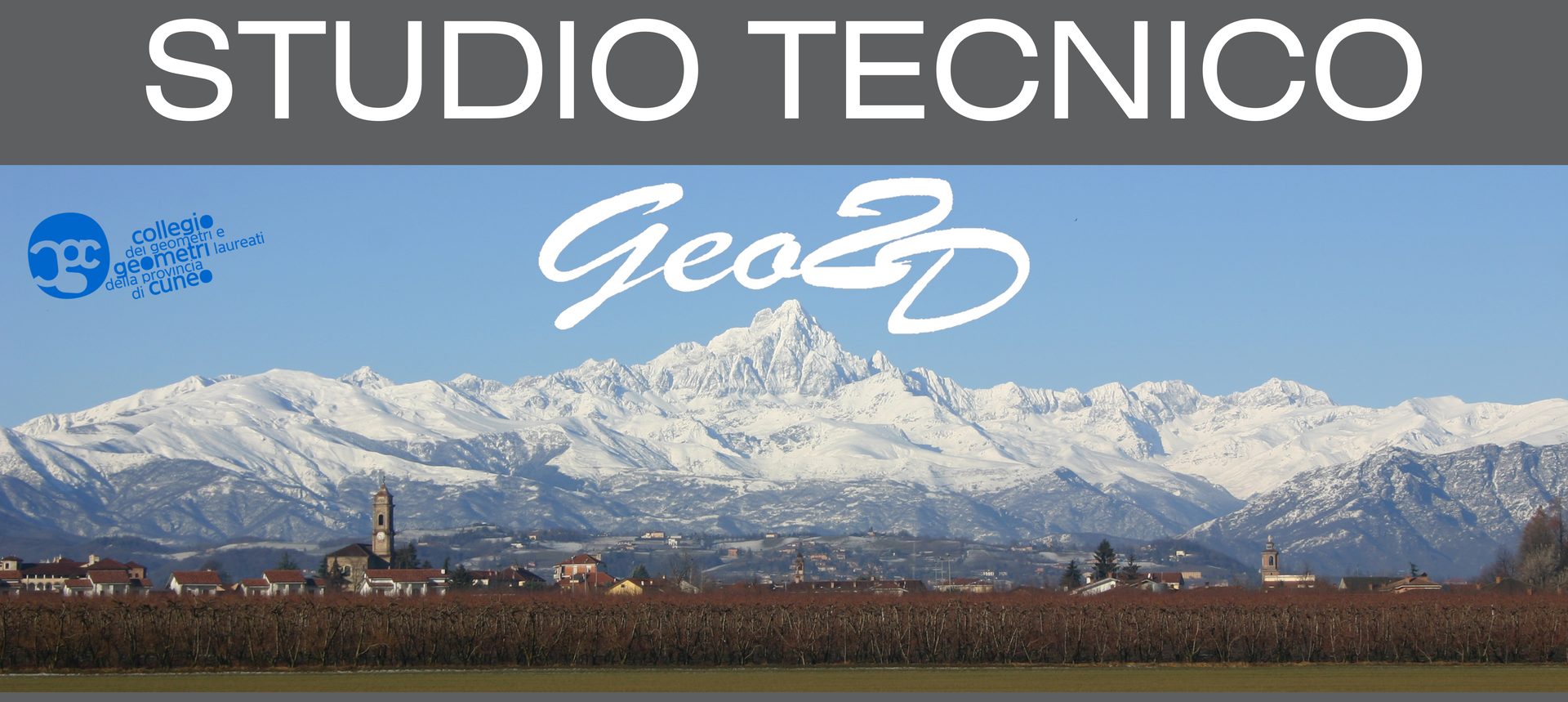 Studio Tecnico Geo 2D — Lagnasco, sullo sfondo il Monviso e la pianura cuneese.